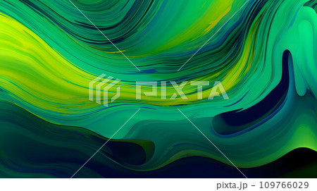 緑系の色彩が流れる抽象的な背景 No.001　AI生成画像 109766029
