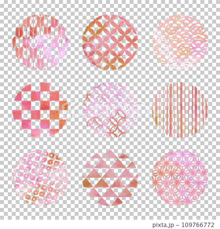 紅色日本圖案圓圈插畫素材集(水彩風格向量) 紅色日本圖案圓圈插畫素材集(水彩風格向量) 109766772