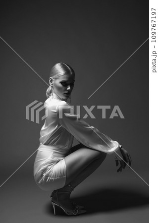 Beautiful young woman in high heel shoes. sensual girl with make-up and blond Hair 109767197