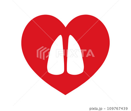 Horse hoof footprint in red heart. Vector. I Like Horses. Animals, Pets. Red heart with horse white hoof print inside. Symbol of love. Postcard, emblem, icon, print, cover, sticker, t shirt. 109767439