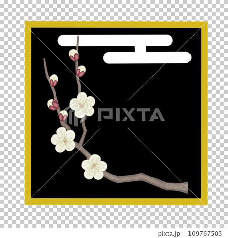 春天盛開的白梅花和雲的框架 109767503