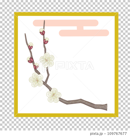 春天盛開的白梅花和雲的框架 109767677