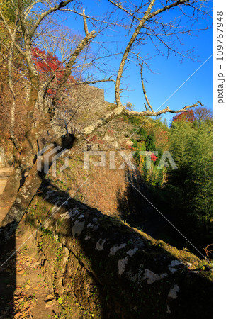 岡城跡の坂道の城壁(大分県竹田市) 岡城跡の坂道の城壁(大分県竹田市) 109767948
