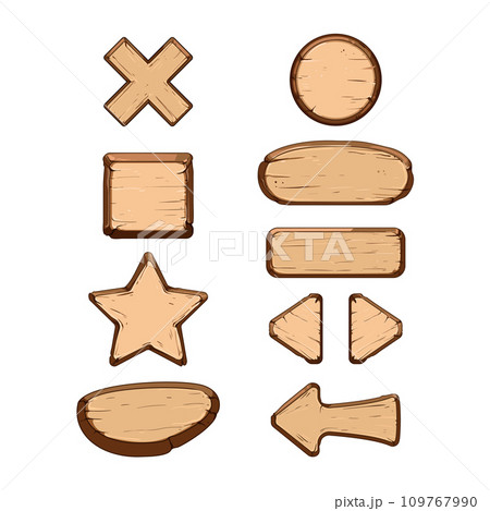 wooden button set cartoon vector illustrationのイラスト素材 [109767990] - PIXTA