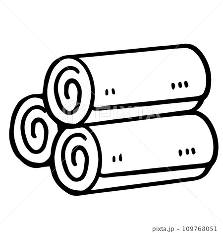 Rolled towels line drawing Rolled towels line drawing 109768051