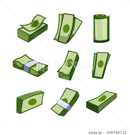 cash stack set cartoon vector illustration cash stack set cartoon vector illustration 109768132