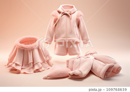 Baby clothes in soft peach color 109768639