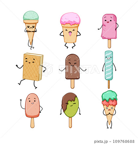 ice cream character set cartoon vector illustration ice cream character set cartoon vector illustration 109768688