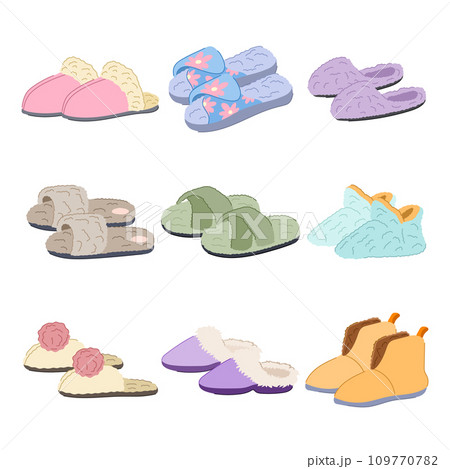 women slippers set cartoon vector illustration 109770782