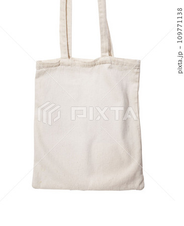Eco tote bag isolated on white. Full reusable recycled shopper, totebag Eco tote bag isolated on white. Full reusable recycled shopper, totebag 109771138