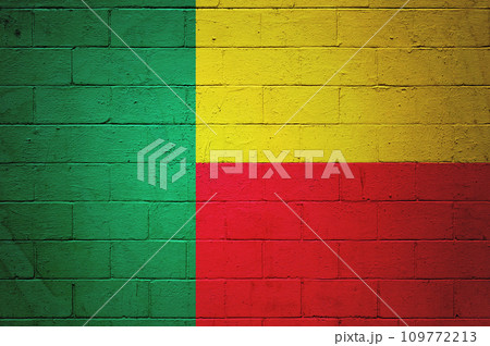 Flag of Benin painted on a wall 109772213