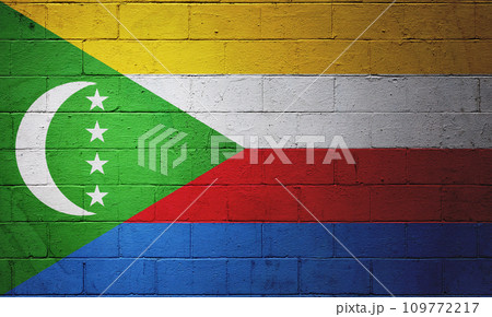 Flag of the Comoros painted on a wall Flag of the Comoros painted on a wall 109772217
