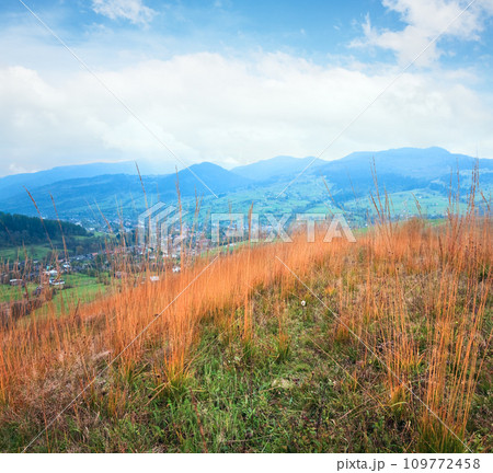 Autumn mountain country landscape (Carpathian, Ukraine). 109772458