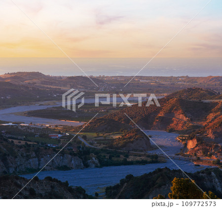 Sunrise Stilo village valley, Calabria, Italy 109772573