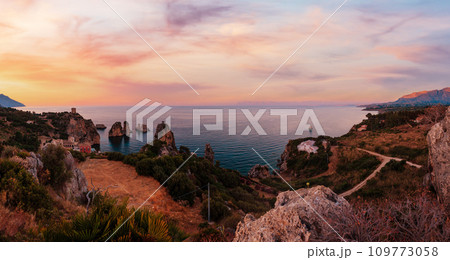 Faraglioni at Scopello, Sicily, Italy 109773058