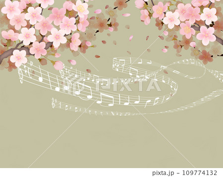 桜の花びらに流れる音楽 109774132