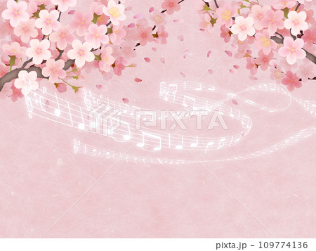 桜の花びらに流れる音楽 109774136