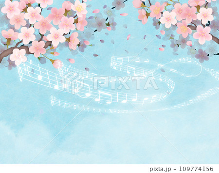 桜の花びらに流れる音楽 109774156