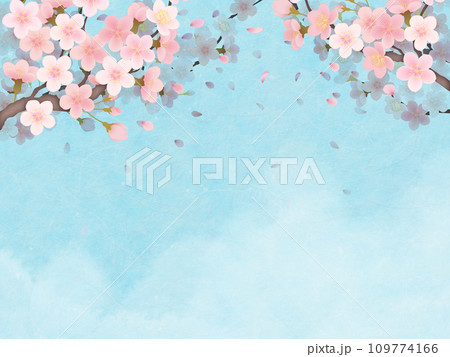青空に桜の花のある風景 109774166