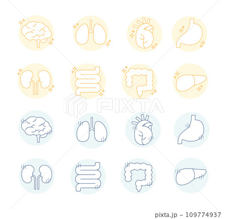 元気な内臓 不調な臓器 イラスト 線画 シンプル デザイン 健康 脳 肺 心臓 胃 腸管 元気な内臓 不調な臓器 イラスト 線画 シンプル デザイン 健康 脳 肺 心臓 胃 腸管 109774937