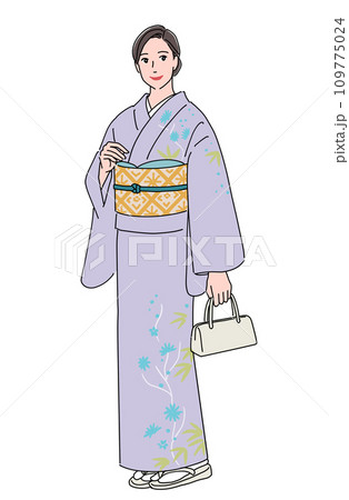着物姿の女性のイラスト素材 [109775024] - PIXTA