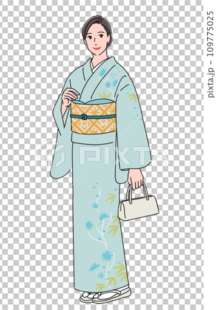 着物姿の女性のイラスト素材 [109775025] - PIXTA