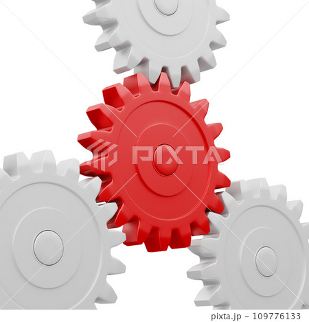 Gear cogwheels working together on white Gear cogwheels working together on white 109776133