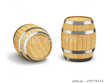 Wooden barrel isolated on white 109776143