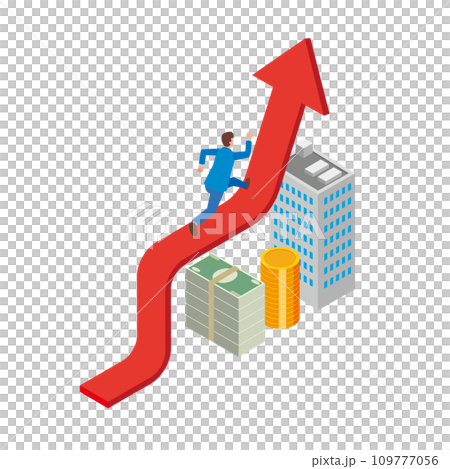 ビジネスマンの出世や昇給のイメージイラスト ビジネスマンの出世や昇給のイメージイラスト 109777056