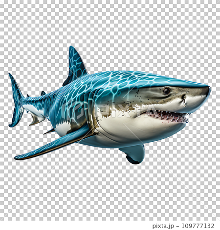 Graceful Yet Fierce: Encounter with a Predatory Shark in the Depths of the Ocean's Wilderness, Generative Ai 109777132