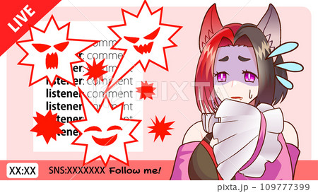 VTuberがライブ配信で話してコメントが荒れているイラスト 109777399