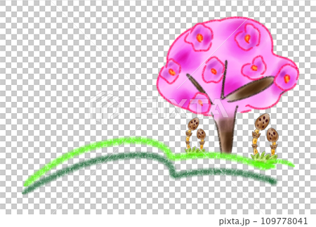 桜の木の下のツクシ 109778041