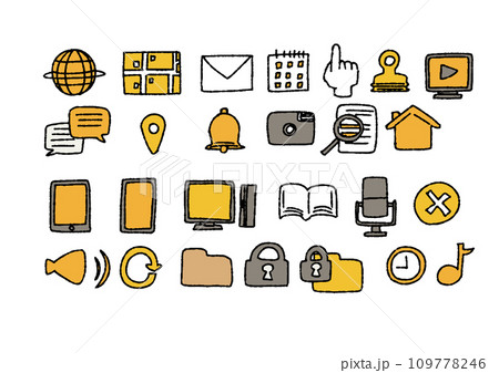 手書きのインターネットウェブアイコンセット 109778246