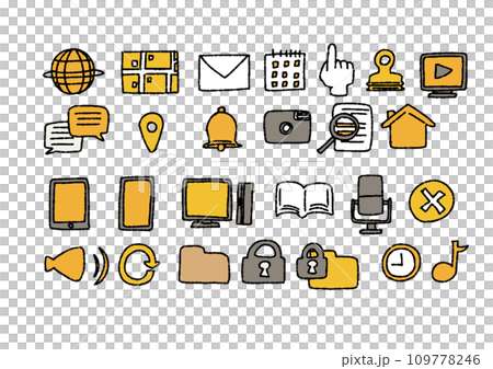 手書きのインターネットウェブアイコンセット 109778246