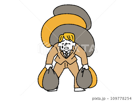 重そうな塊をいくつも抱えている男性 109778254