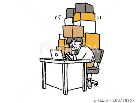 たくさんの荷物を上に積まれているビジネスマン 重荷を背負っている人々 たくさんの荷物を上に積まれているビジネスマン 重荷を背負っている人々 109778257