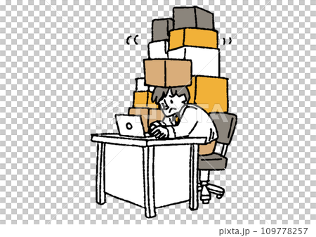 たくさんの荷物を上に積まれているビジネスマン 重荷を背負っている人々 たくさんの荷物を上に積まれているビジネスマン 重荷を背負っている人々 109778257