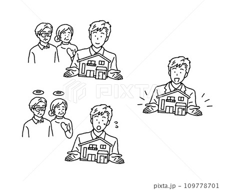 シンプルなタッチ　親から生前贈与される男性のイラストレーション 109778701