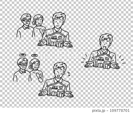 シンプルなタッチ　親から生前贈与される男性のイラストレーション 109778701