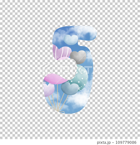 Number five with bunch of balloon 109779086