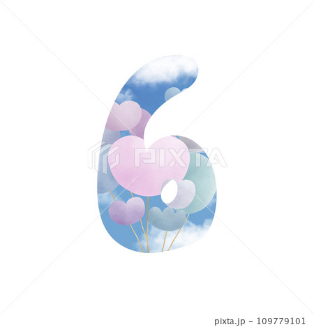 Number six  with bunch of balloon 109779101