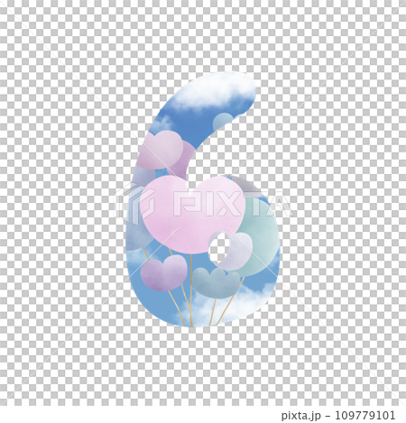 Number six  with bunch of balloon 109779101
