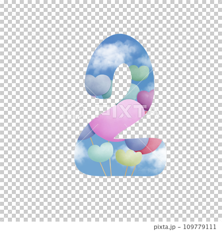 Number two  with bunch of balloon 109779111