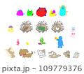 かわいい動物の手描きイラストセット 109779376