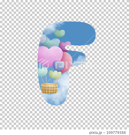 Alphabet letter F with bunch of balloons  109779388