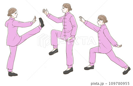 太極拳をする女性のイラスト 109780955