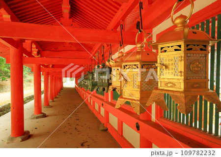 世界遺産 春日大社(大宮)東回廊の美しい釣灯籠 世界遺産 春日大社(大宮)東回廊の美しい釣灯籠 109782232
