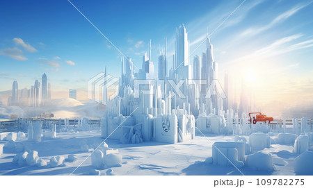 氷と雪の都市 雪に覆われた冬のある日 AI画像 氷と雪の都市 雪に覆われた冬のある日 AI画像 109782275