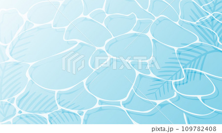 水面（水の模様と波紋）のベクターイラスト（ヤシの葉の影つき） 109782408