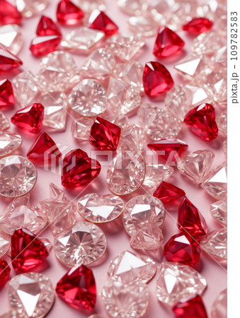 イメージ背景　ピンク地に赤と透明の宝石 109782583